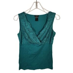 Ann Taylor‎ Emerald Green Lace Sleeveless Tank Top Women's Size S